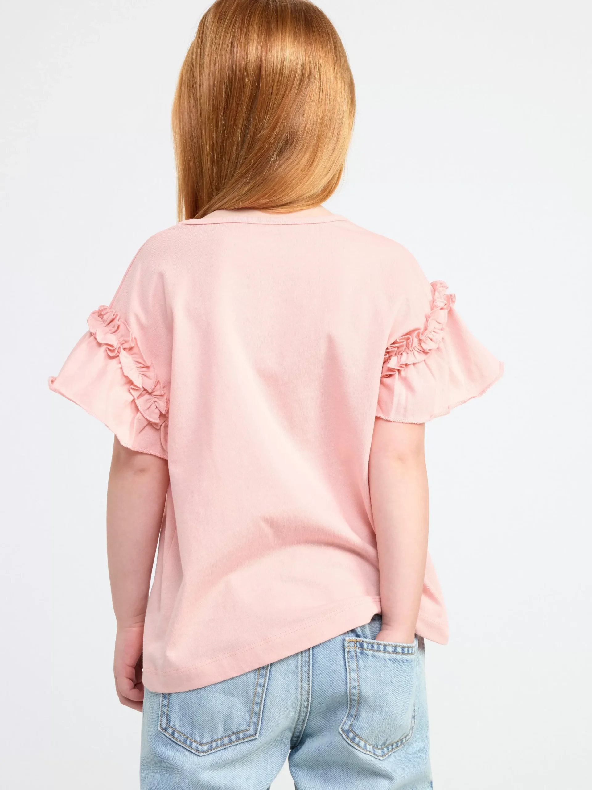 Toppar & T-Shirts>Lindex Kortarmad Topp Med Volanger Light Pink