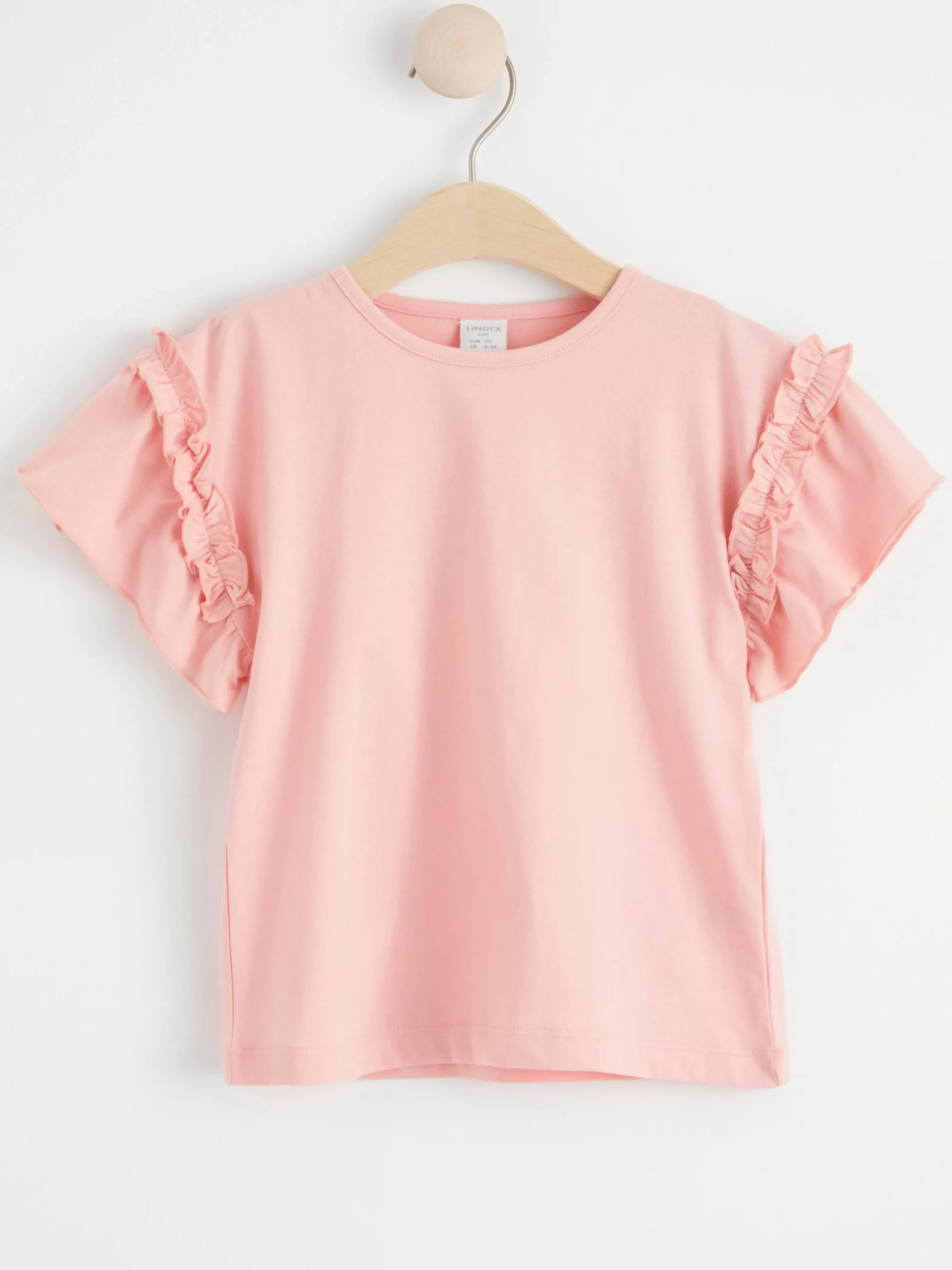 Toppar & T-Shirts>Lindex Kortarmad Topp Med Volanger Light Pink