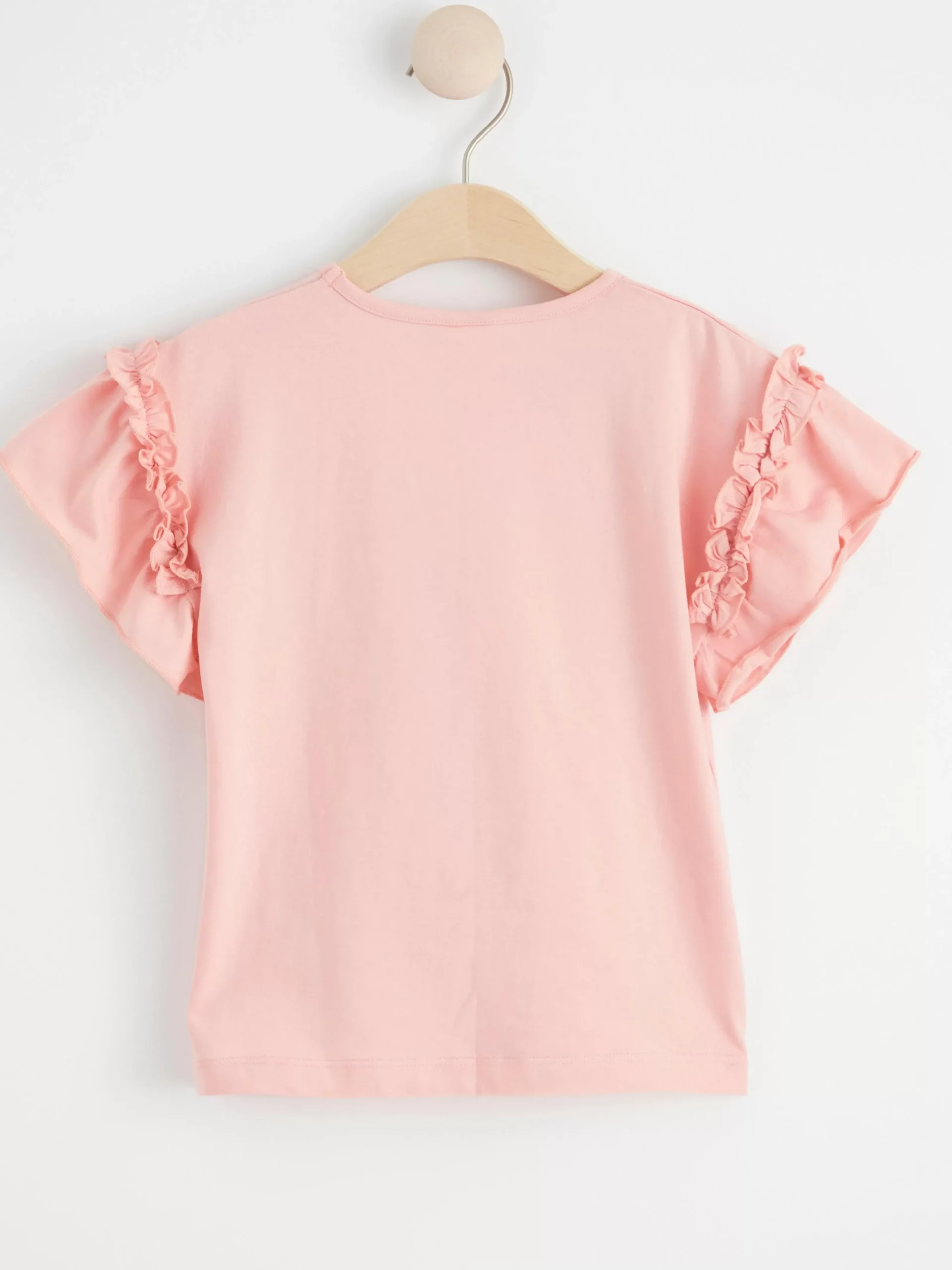 Toppar & T-Shirts>Lindex Kortarmad Topp Med Volanger Light Pink
