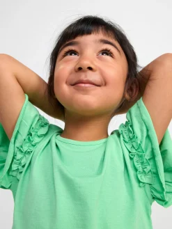 Toppar & T-Shirts>Lindex Kortarmad Topp Med Volanger Green