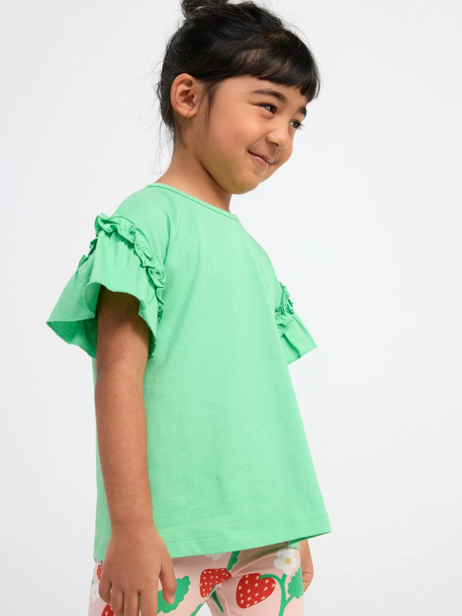 Toppar & T-Shirts>Lindex Kortarmad Topp Med Volanger Green