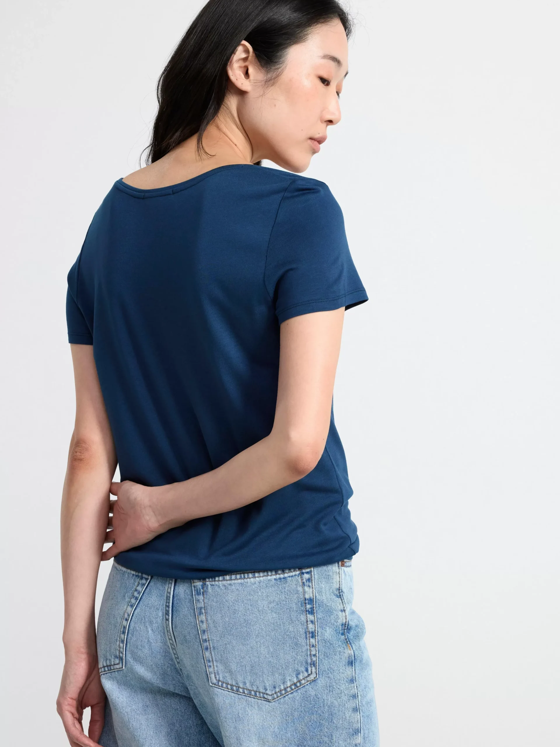 Toppar & T-Shirts>Lindex Kortarmad Topp Med V-Ringning Dark Blue
