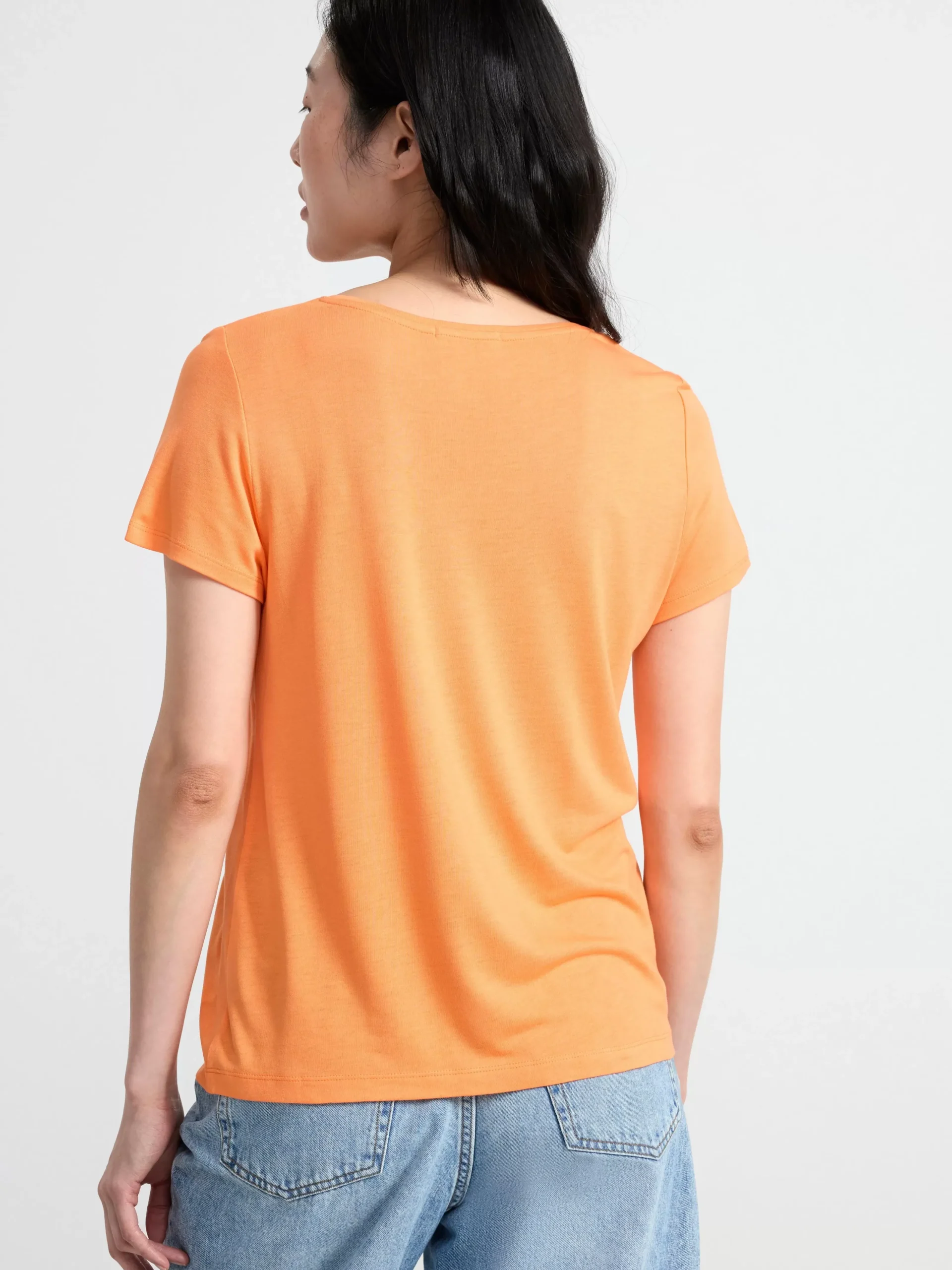 Toppar & T-Shirts>Lindex Kortarmad Topp Med V-Ringning Light Orange