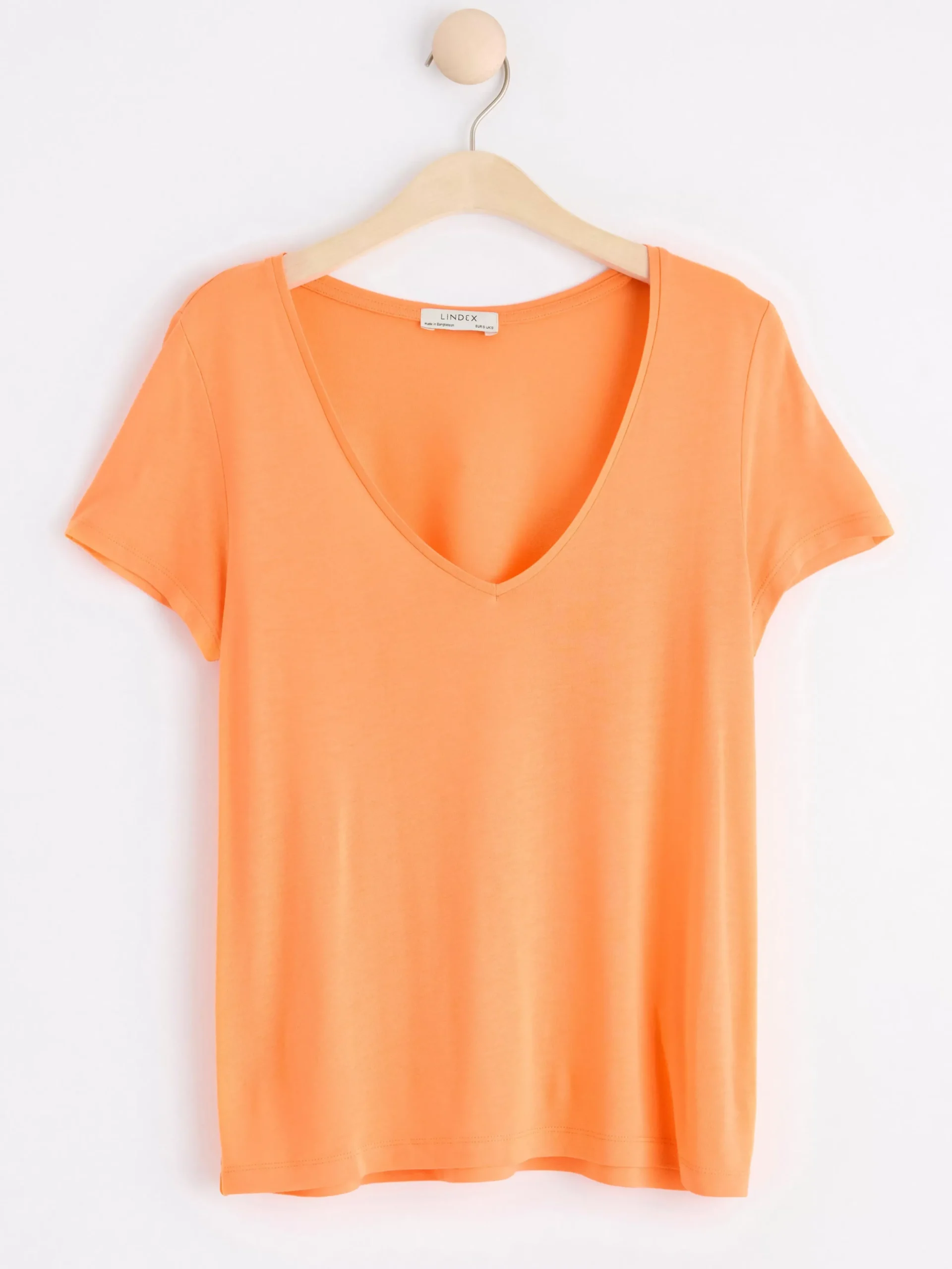 Toppar & T-Shirts>Lindex Kortarmad Topp Med V-Ringning Light Orange