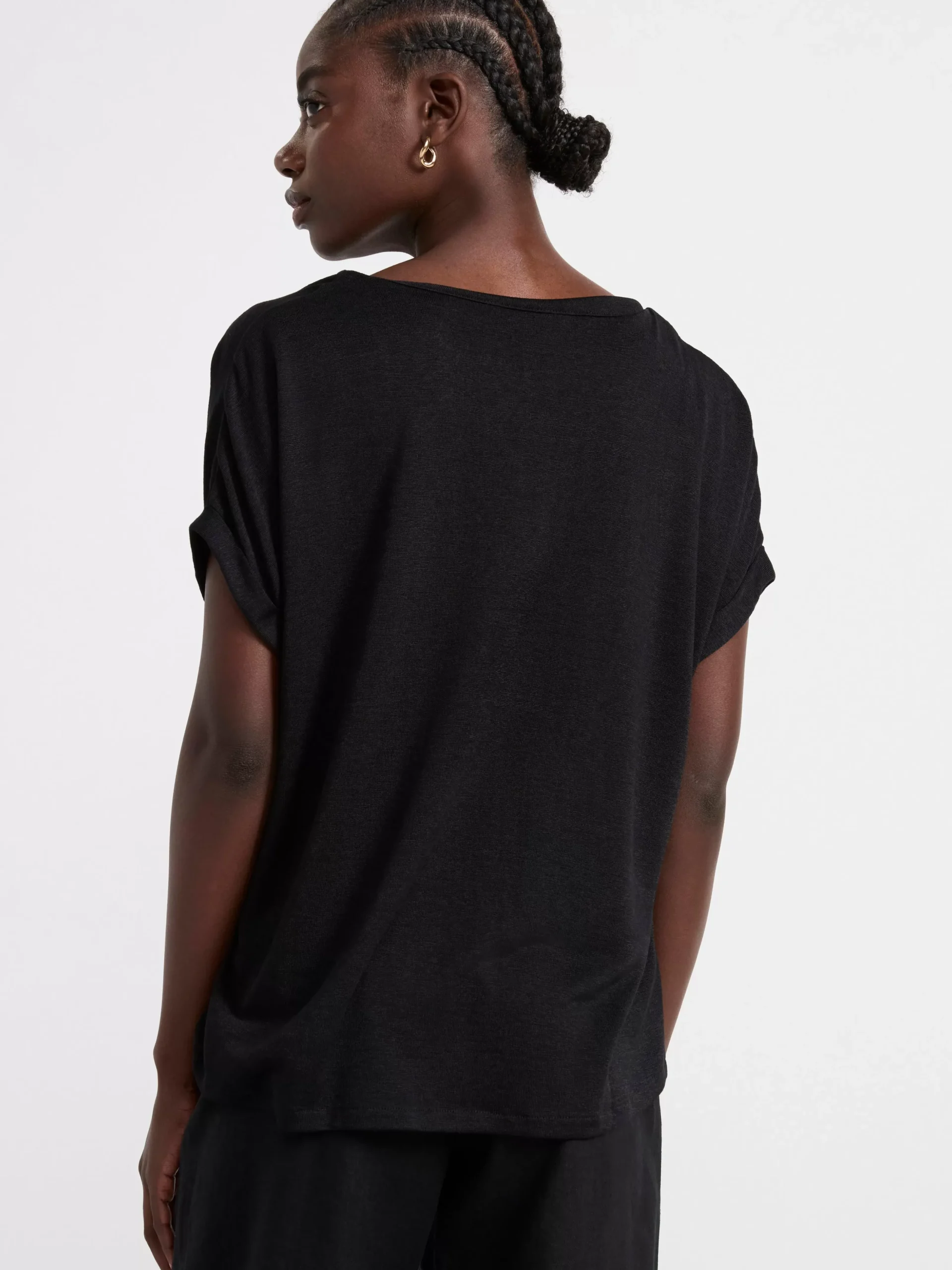 Toppar & T-Shirts>Lindex Kortarmad Topp Med V-Ringning Black
