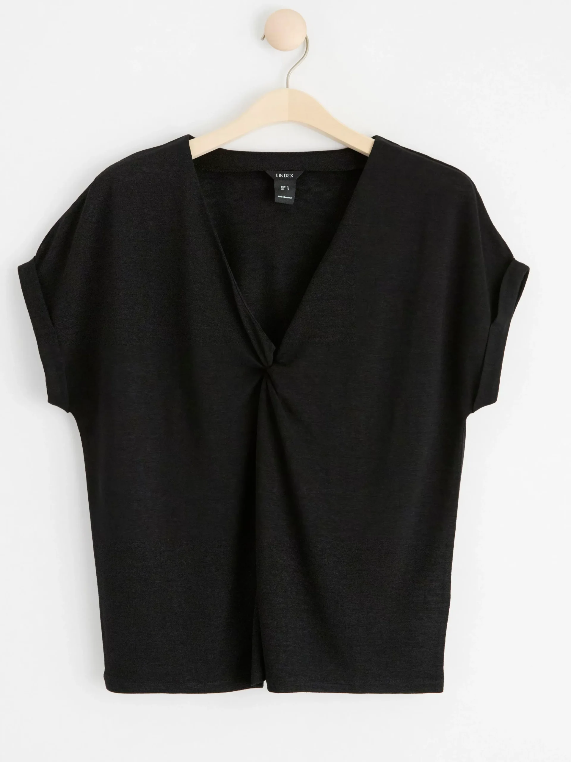 Toppar & T-Shirts>Lindex Kortarmad Topp Med V-Ringning Black