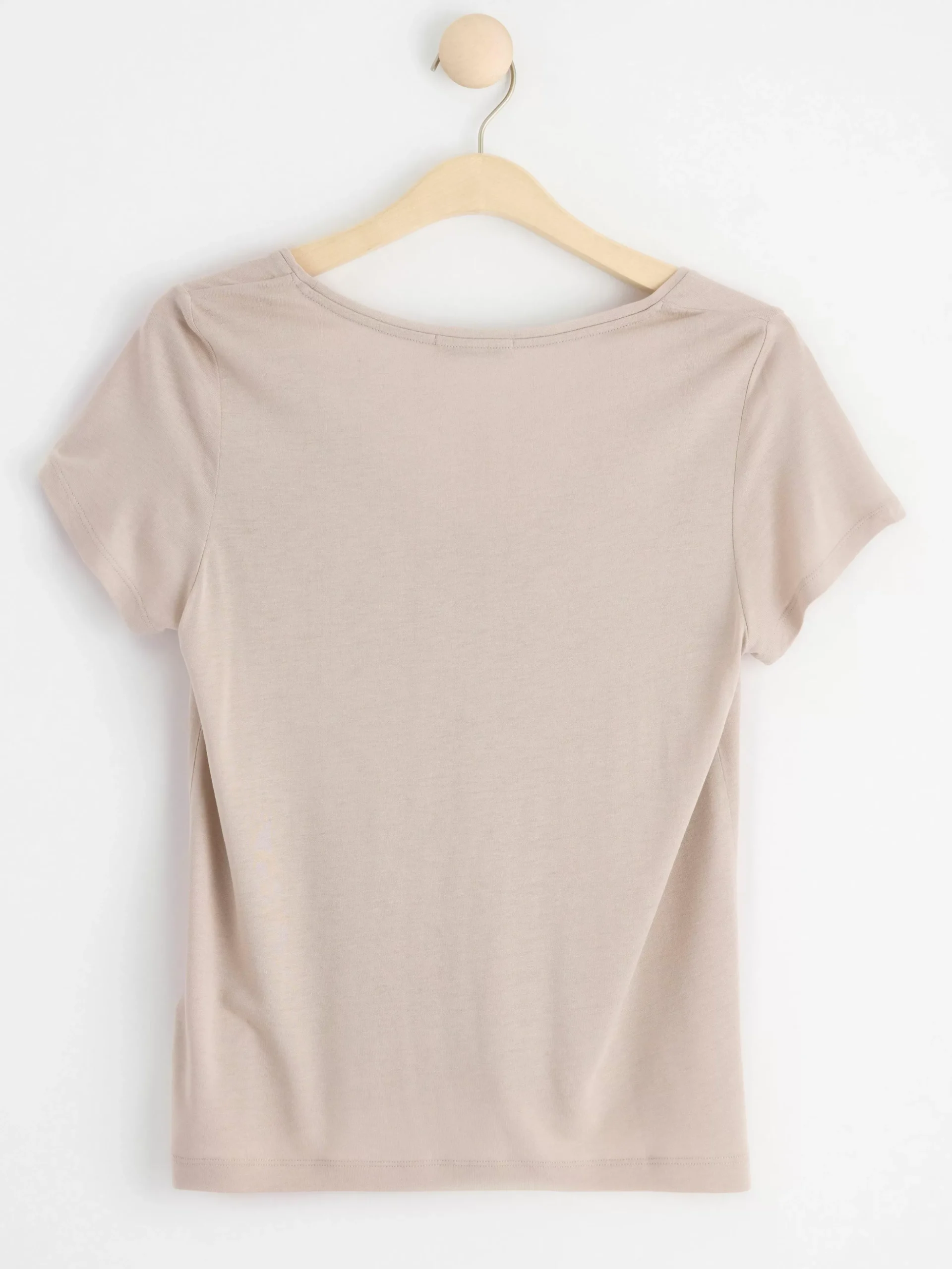 Toppar & T-Shirts>Lindex Kortarmad Topp Med V-Ringning Light Beige