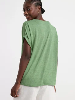 Toppar & T-Shirts>Lindex Kortarmad Topp Med V-Ringning Light Khaki