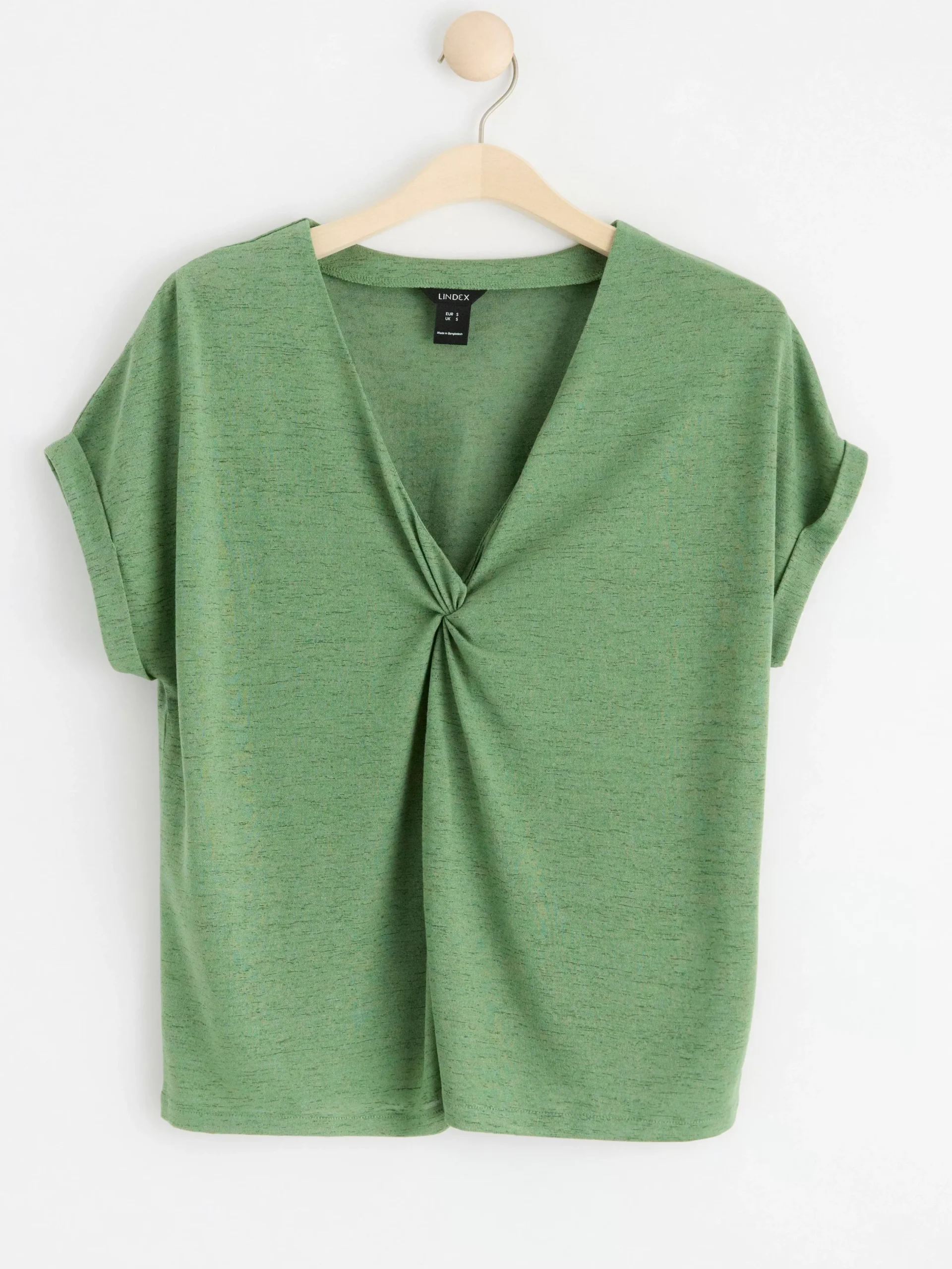 Toppar & T-Shirts>Lindex Kortarmad Topp Med V-Ringning Light Khaki