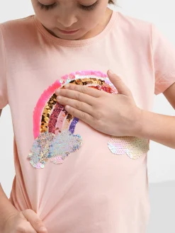 Toppar & T-Shirts>Lindex Kortarmad Troja Med Vandbara Paljetter Light Dusty Pink
