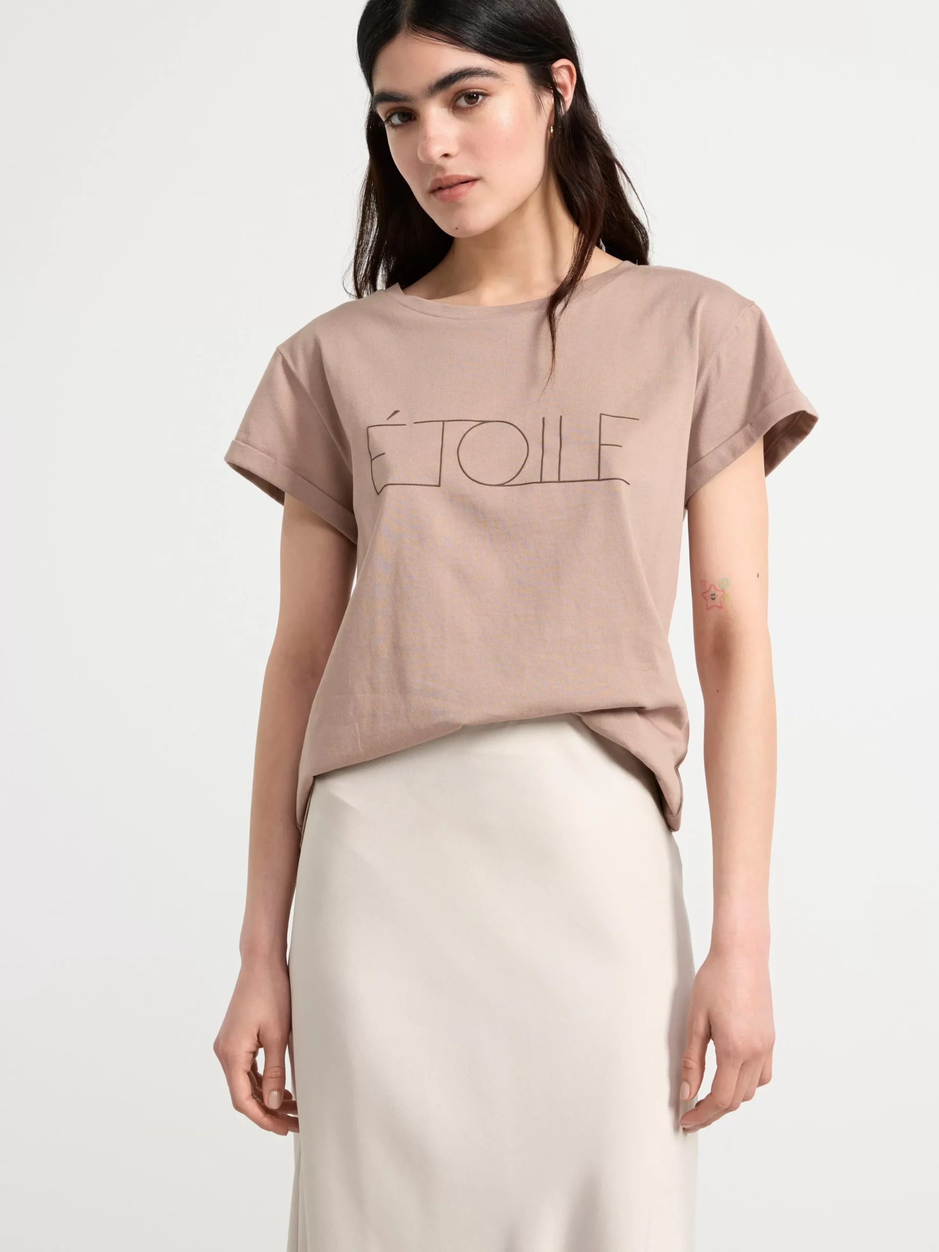Toppar & T-Shirts>Lindex Kortarmad T-Shirt I Bomull Light Dusty Brown