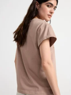 Toppar & T-Shirts>Lindex Kortarmad T-Shirt I Bomull Light Dusty Brown