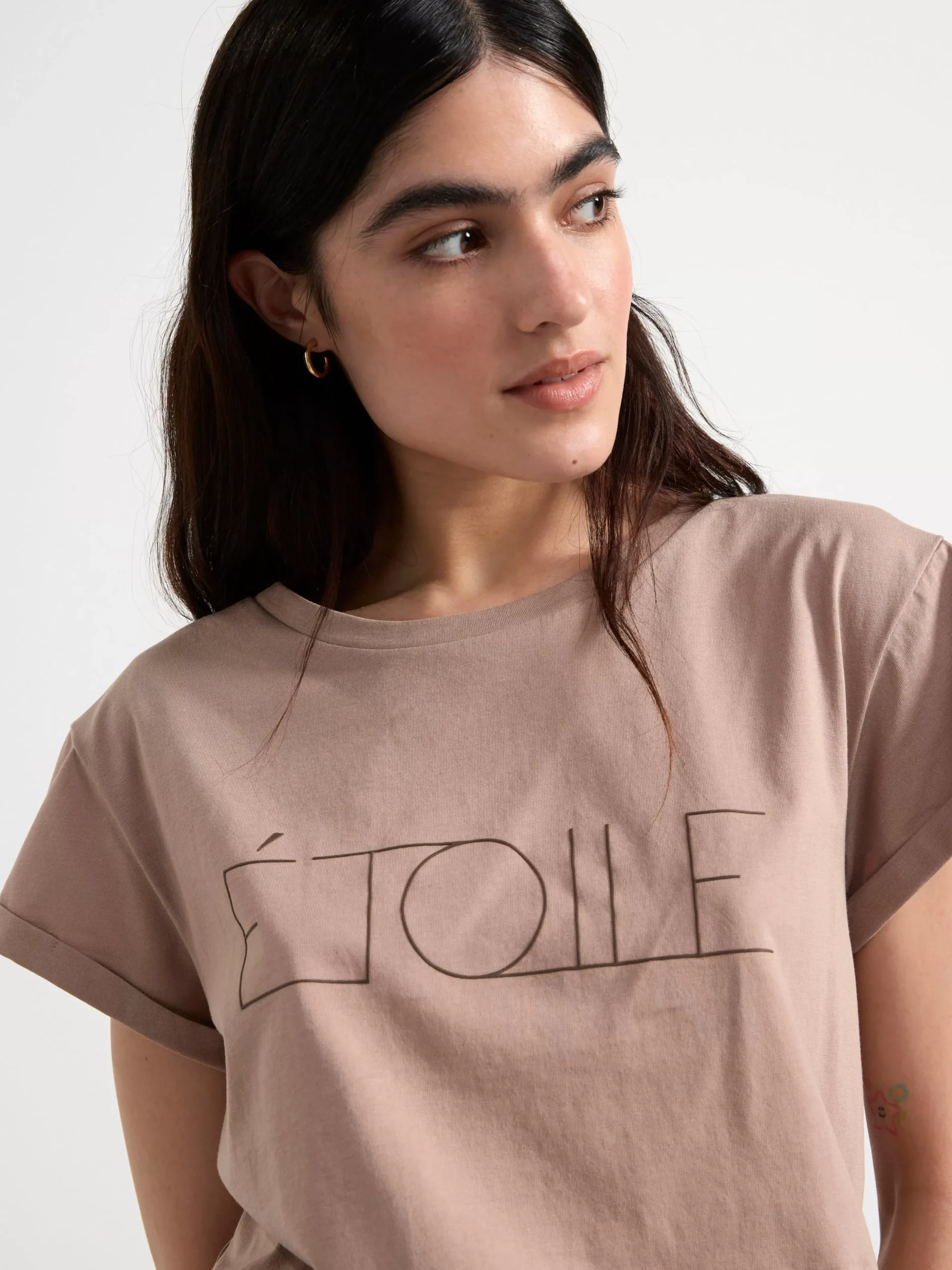 Toppar & T-Shirts>Lindex Kortarmad T-Shirt I Bomull Light Dusty Brown