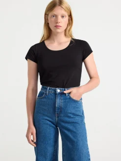 Toppar & T-Shirts>Lindex Kortarmad T-Shirt I Bomull Black