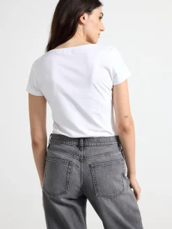 Toppar & T-Shirts>Lindex Kortarmad T-Shirt I Bomull White