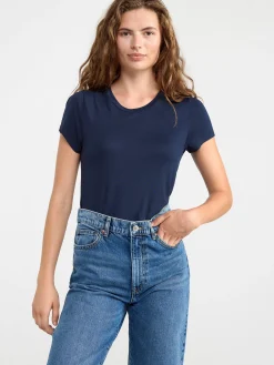 Toppar & T-Shirts>Lindex Kortarmad T-Shirt I Viskos Dark Dusty Blue