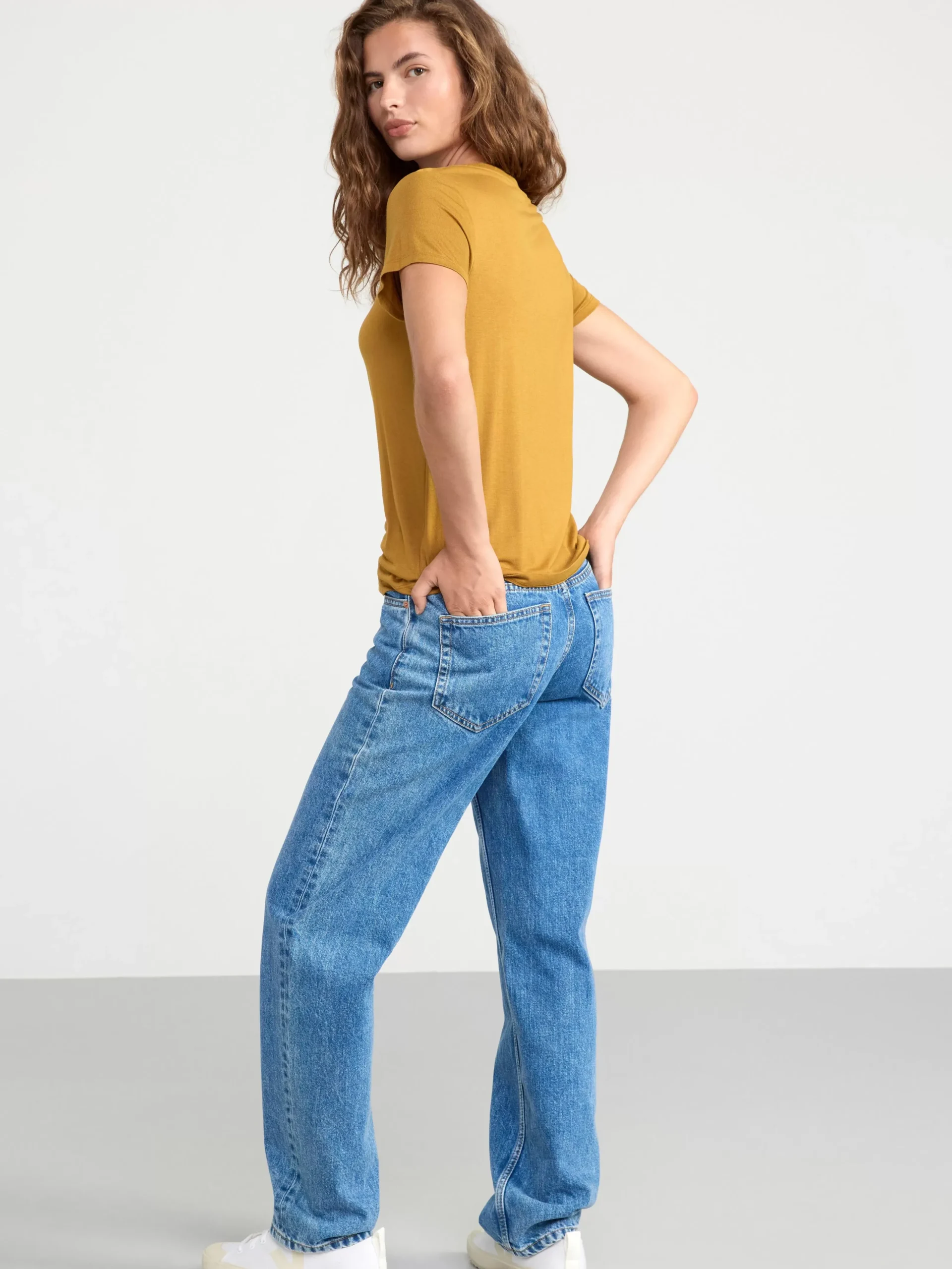 Toppar & T-Shirts>Lindex Kortarmad T-Shirt I Viskos Dark Dusty Yellow