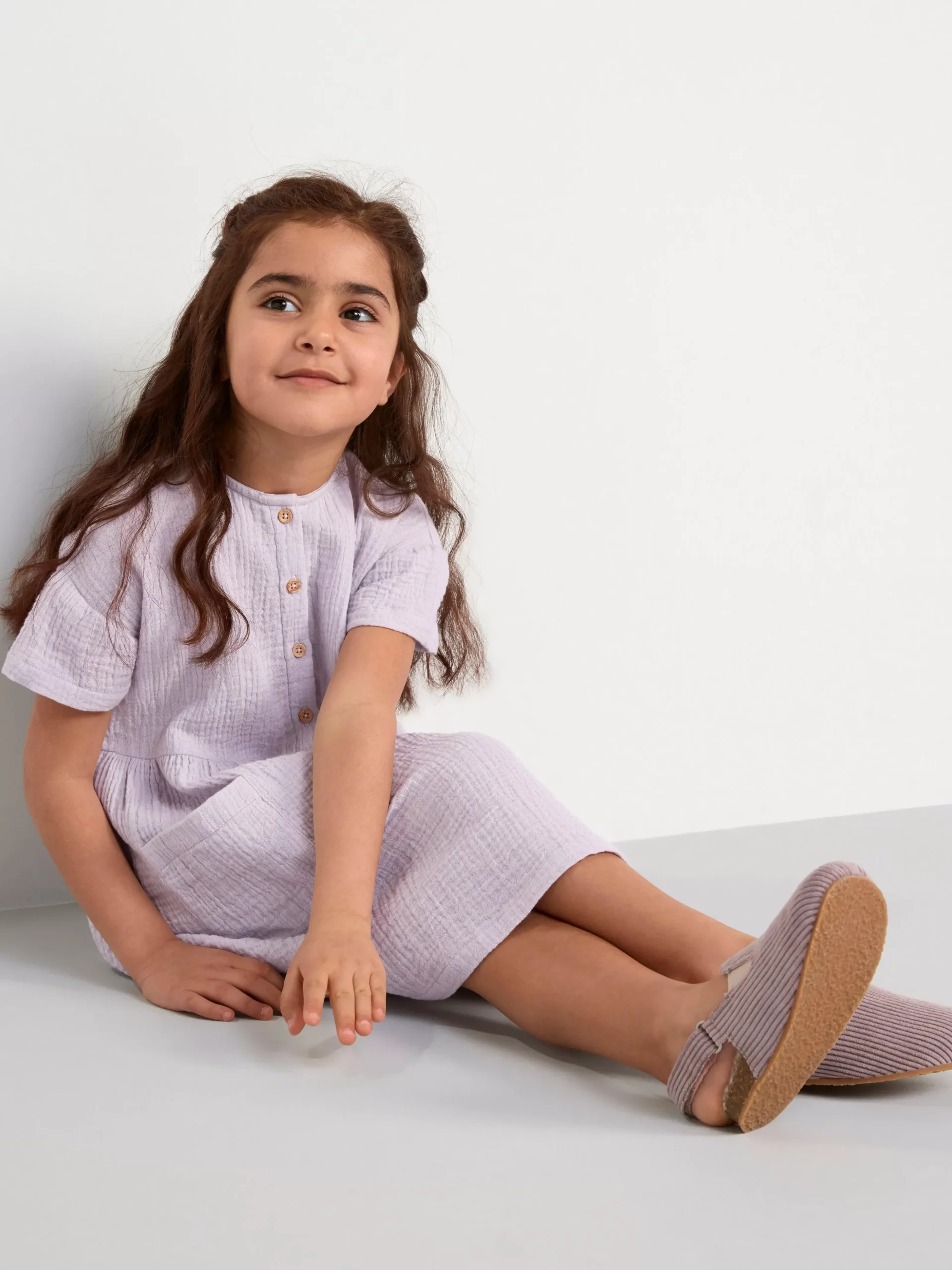 Klänningar>Lindex Krinklad Klanning Med Kort Arm Light Dusty Lilac