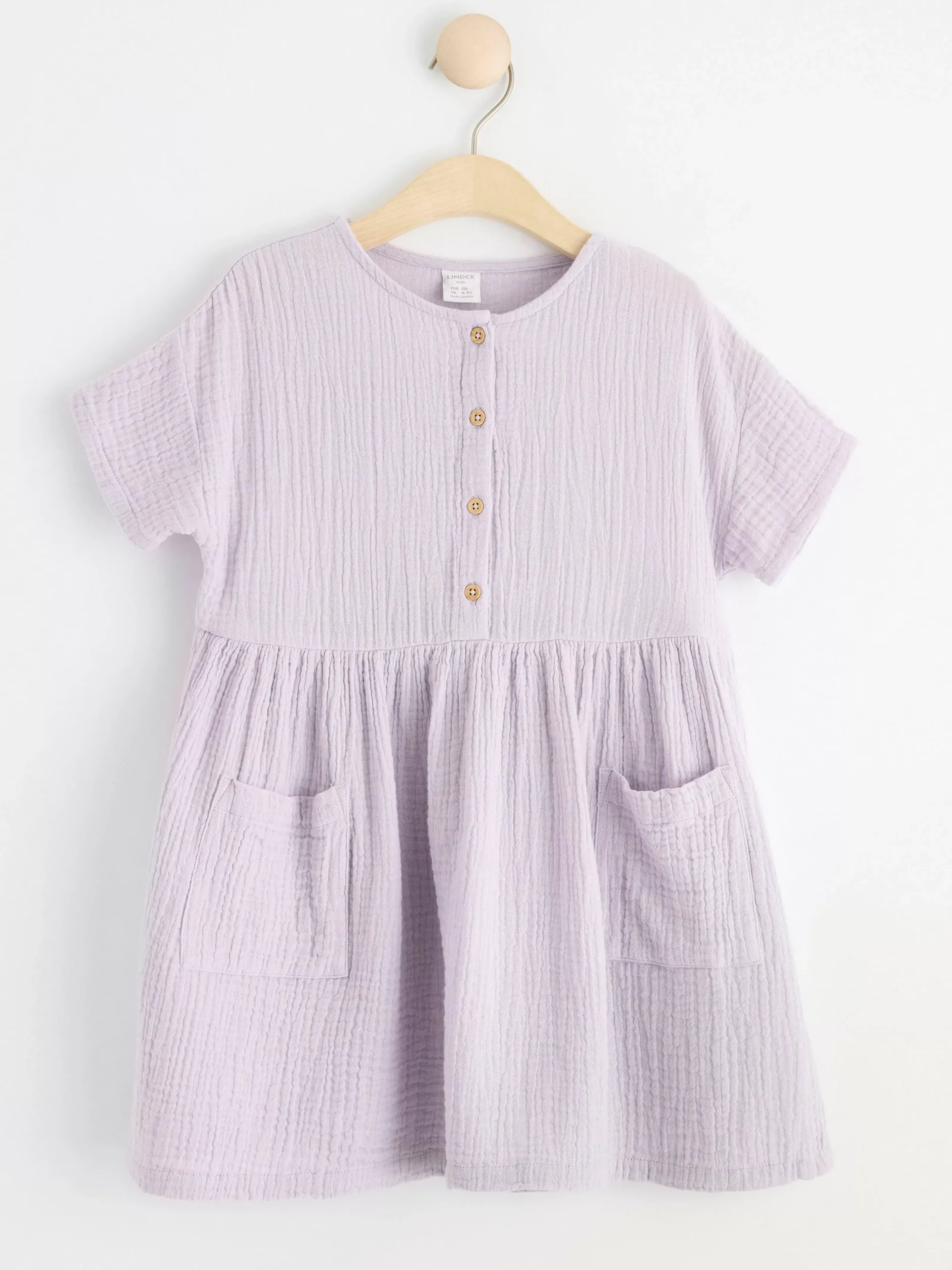 Klänningar>Lindex Krinklad Klanning Med Kort Arm Light Dusty Lilac