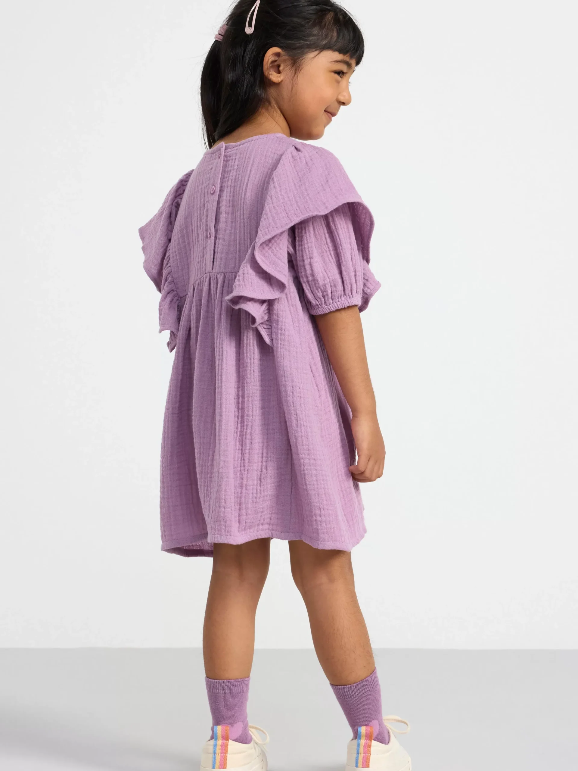 Klänningar>Lindex Krinklad Klanning Med Kort Arm Light Dusty Lilac