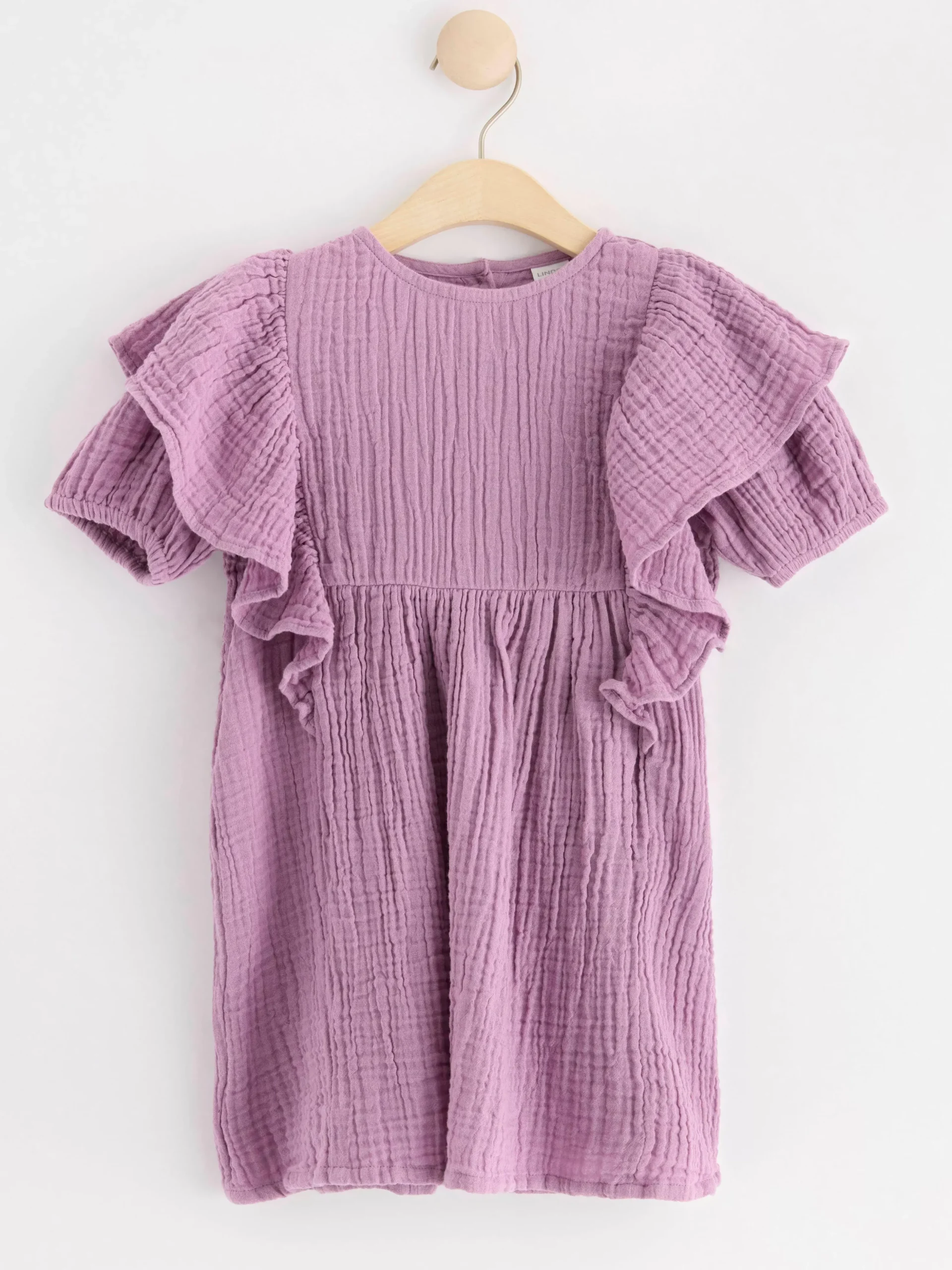 Klänningar>Lindex Krinklad Klanning Med Kort Arm Light Dusty Lilac