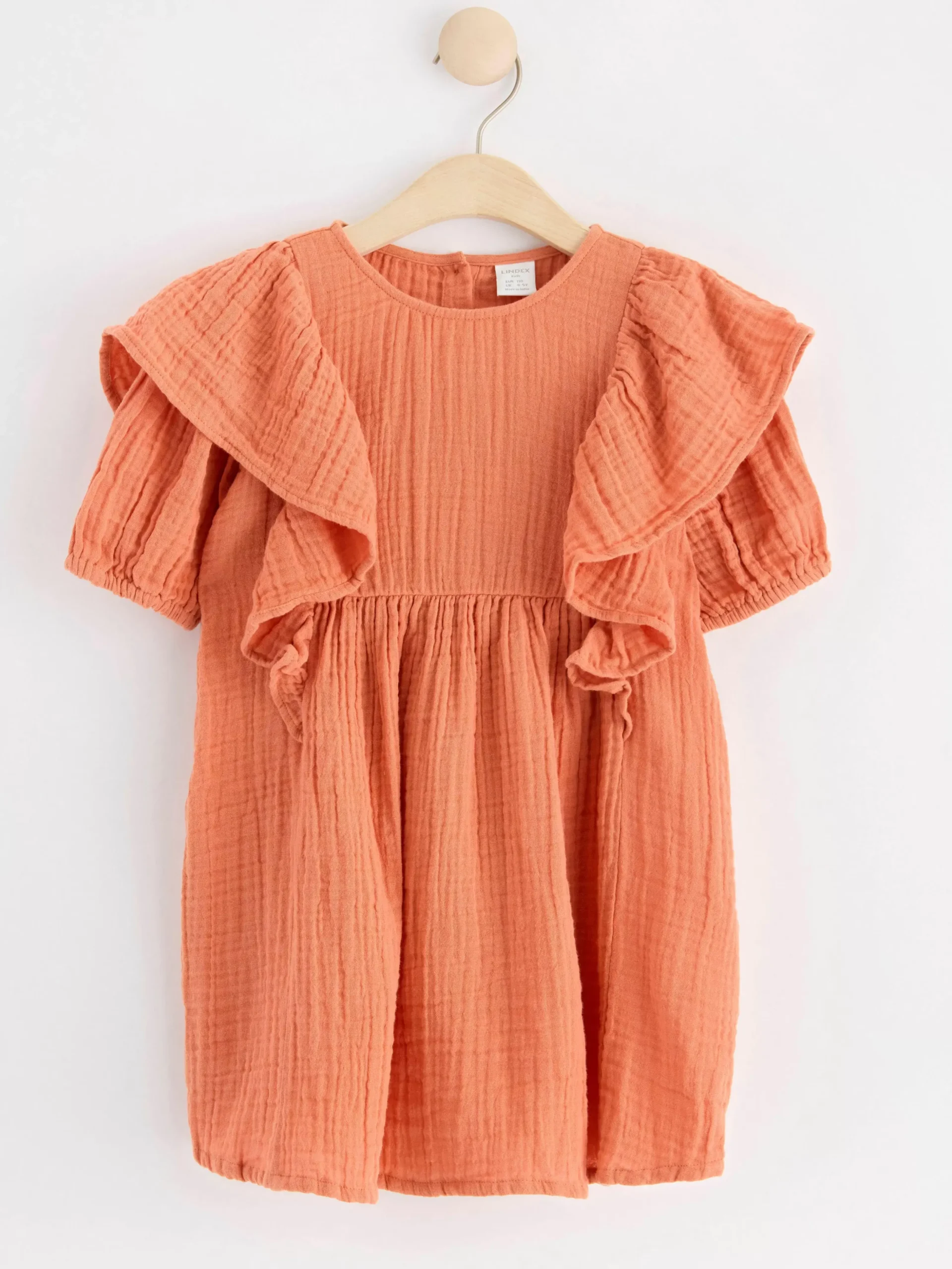 Klänningar>Lindex Krinklad Klanning Med Kort Arm Light Dusty Orange