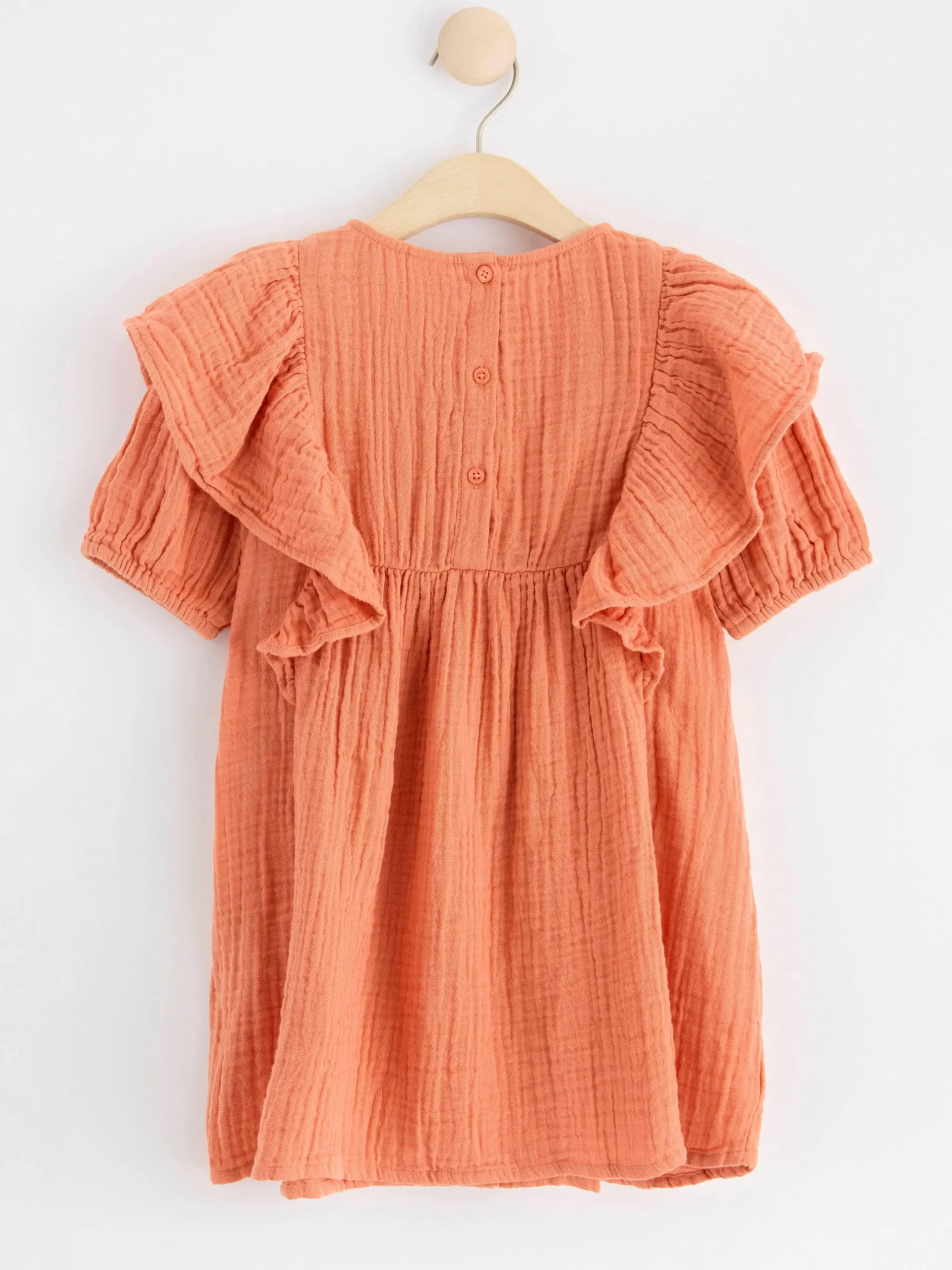 Klänningar>Lindex Krinklad Klanning Med Kort Arm Light Dusty Orange