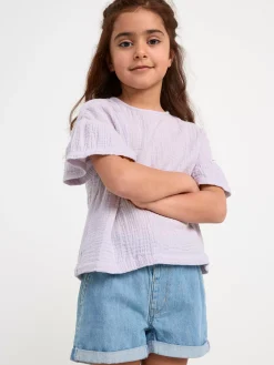 Toppar & T-Shirts>Lindex Krinklad Kortarmad Topp Light Dusty Lilac