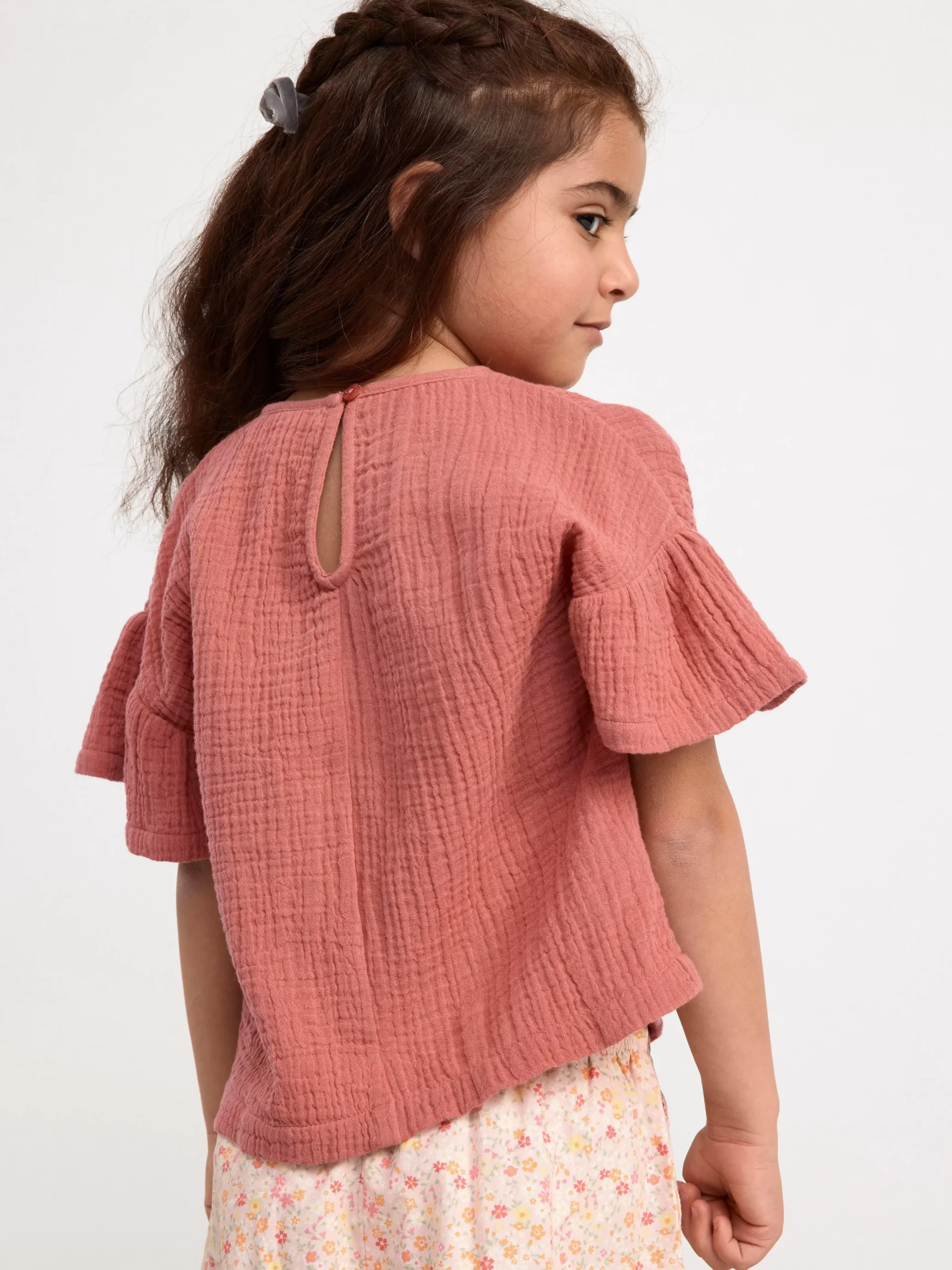 Toppar & T-Shirts>Lindex Krinklad Kortarmad Topp Dark Dusty Pink
