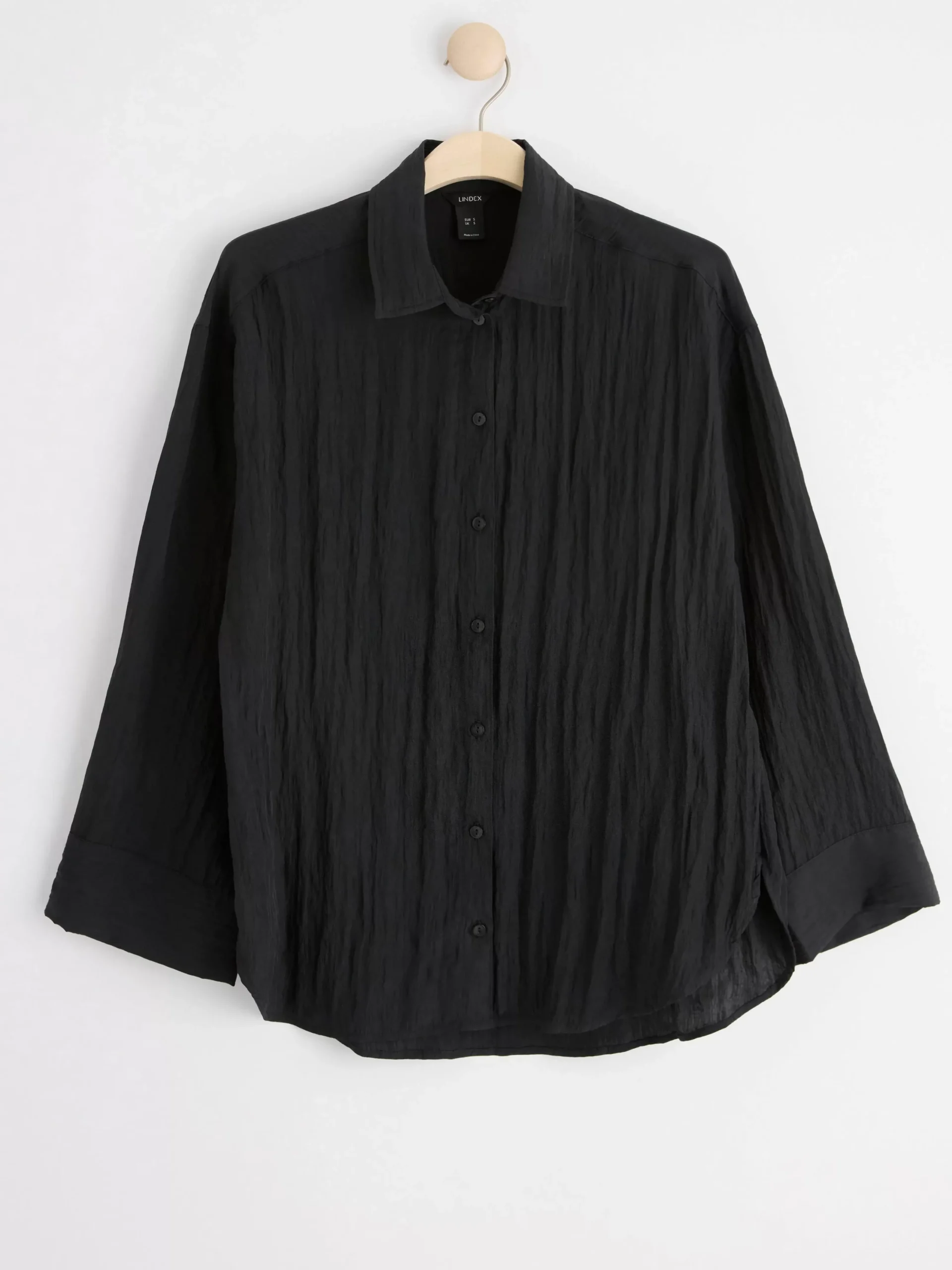 Blusar & Skjortor>Lindex Krinklad Langarmad Skjorta Black
