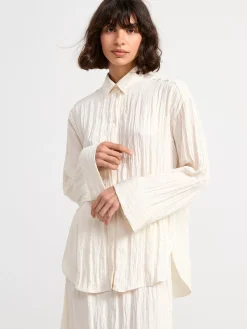 Blusar & Skjortor>Lindex Krinklad Langarmad Skjorta Light White
