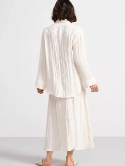 Blusar & Skjortor>Lindex Krinklad Langarmad Skjorta Light White