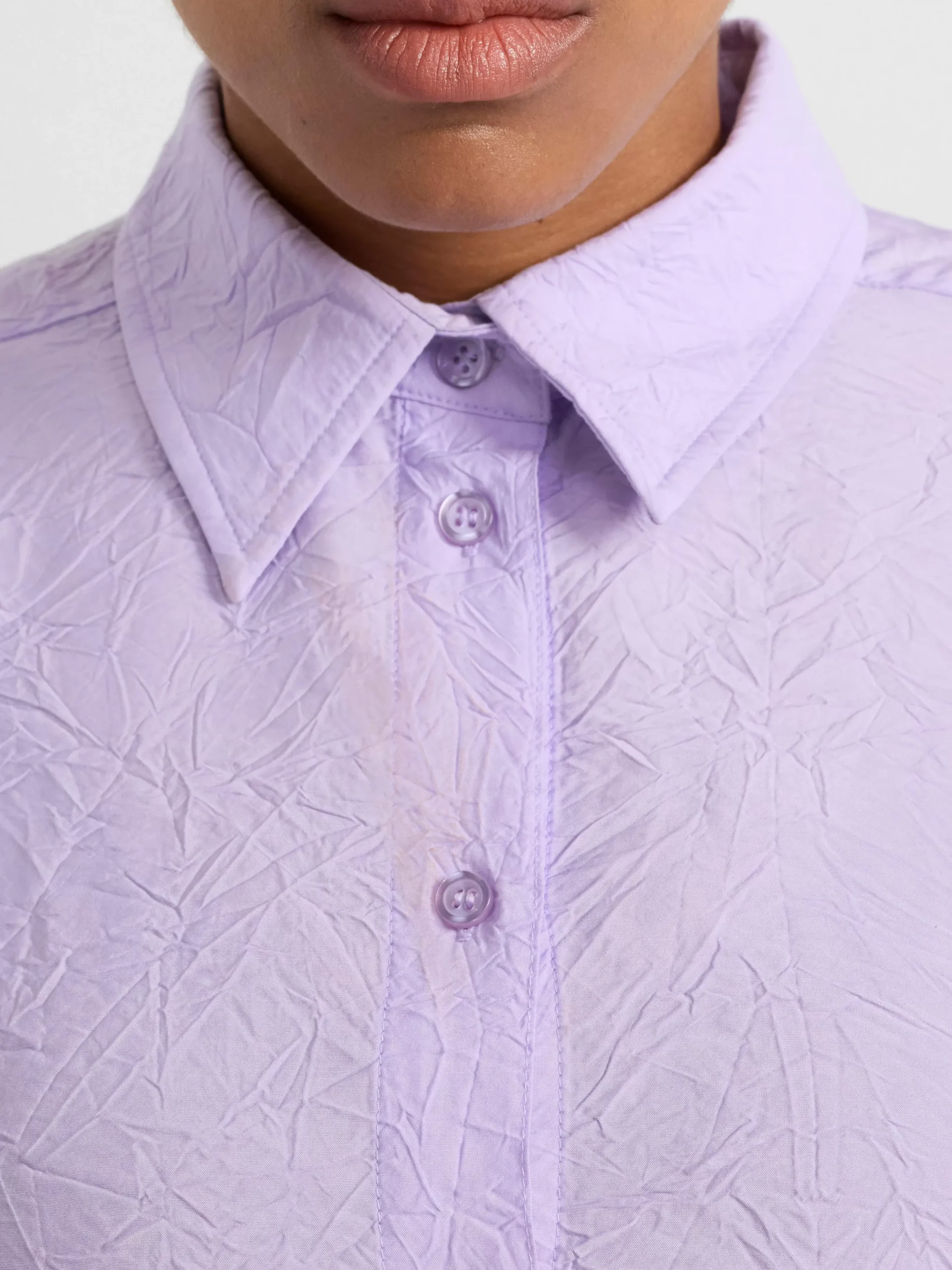 Blusar & Skjortor>Lindex Krinklad Langarmad Skjorta Light Lilac