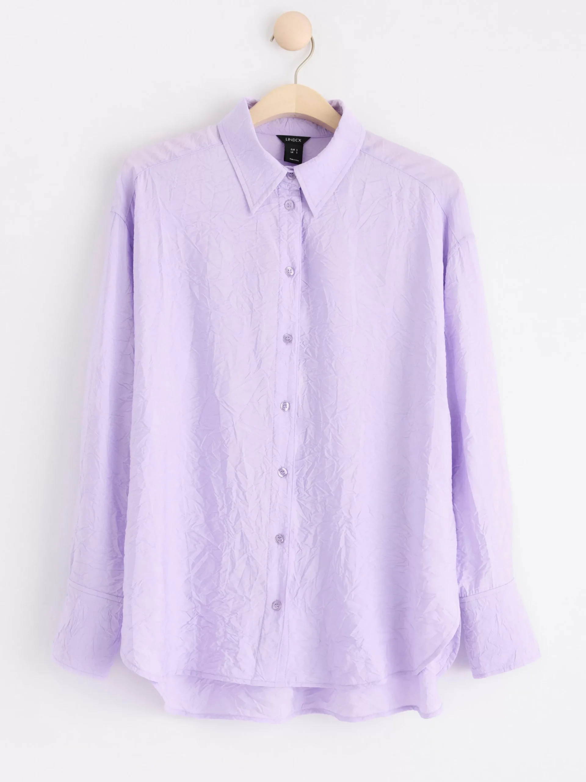 Blusar & Skjortor>Lindex Krinklad Langarmad Skjorta Light Lilac