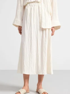 Kjolar>Lindex Krinklad Midikjol Light White