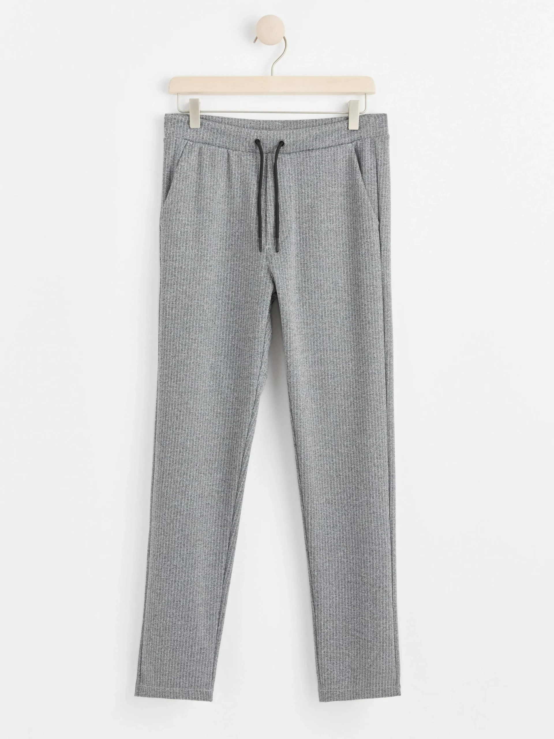 Byxor & Leggings>Lindex Kritstrecksrandiga Mjukisbyxor Grey Melange