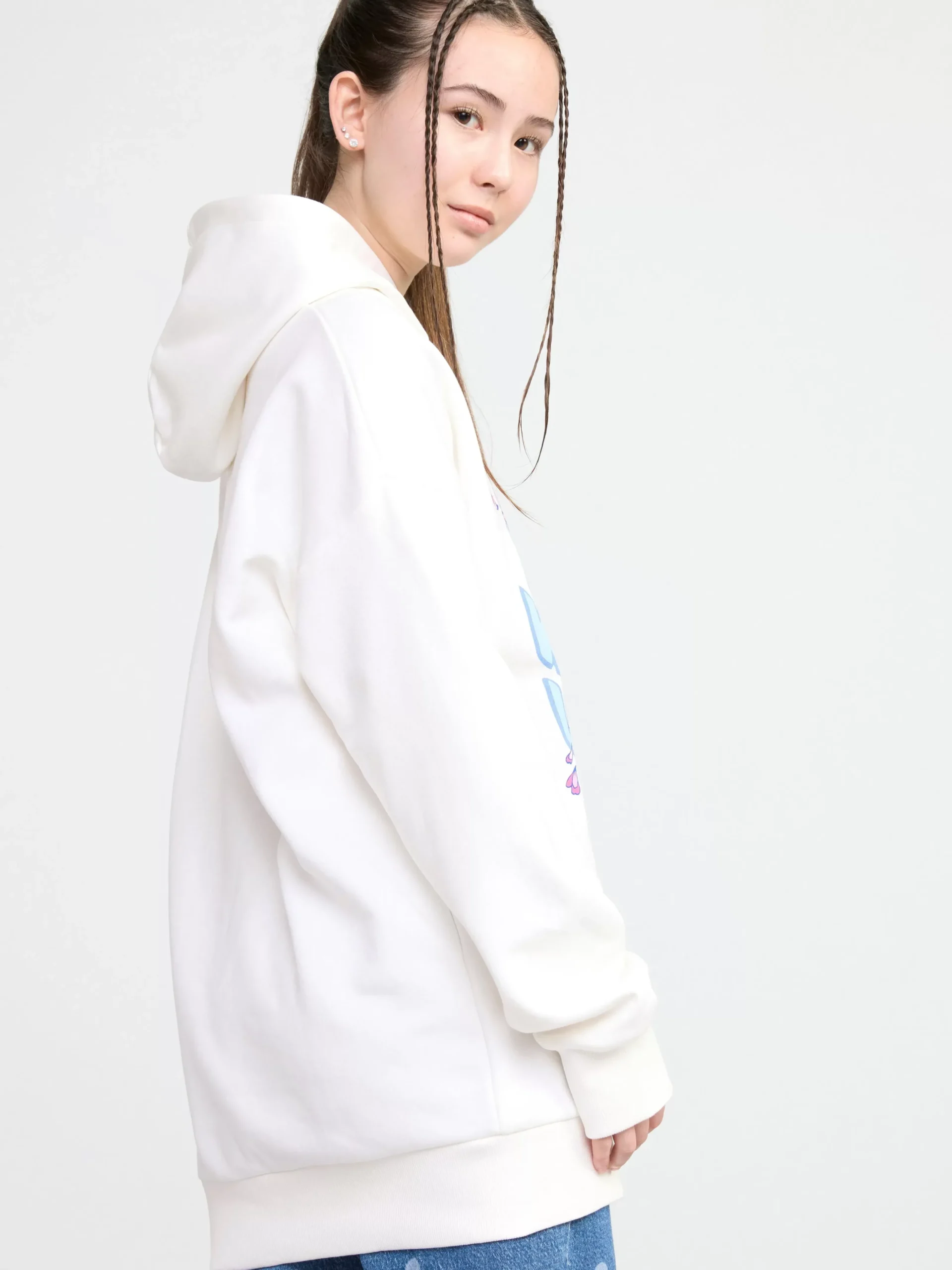Tröjor & Cardigans>Lindex Lang Hoodie Light Dusty White