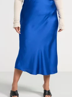 Kjolar>Lindex Lang Kjol I Satin Blue