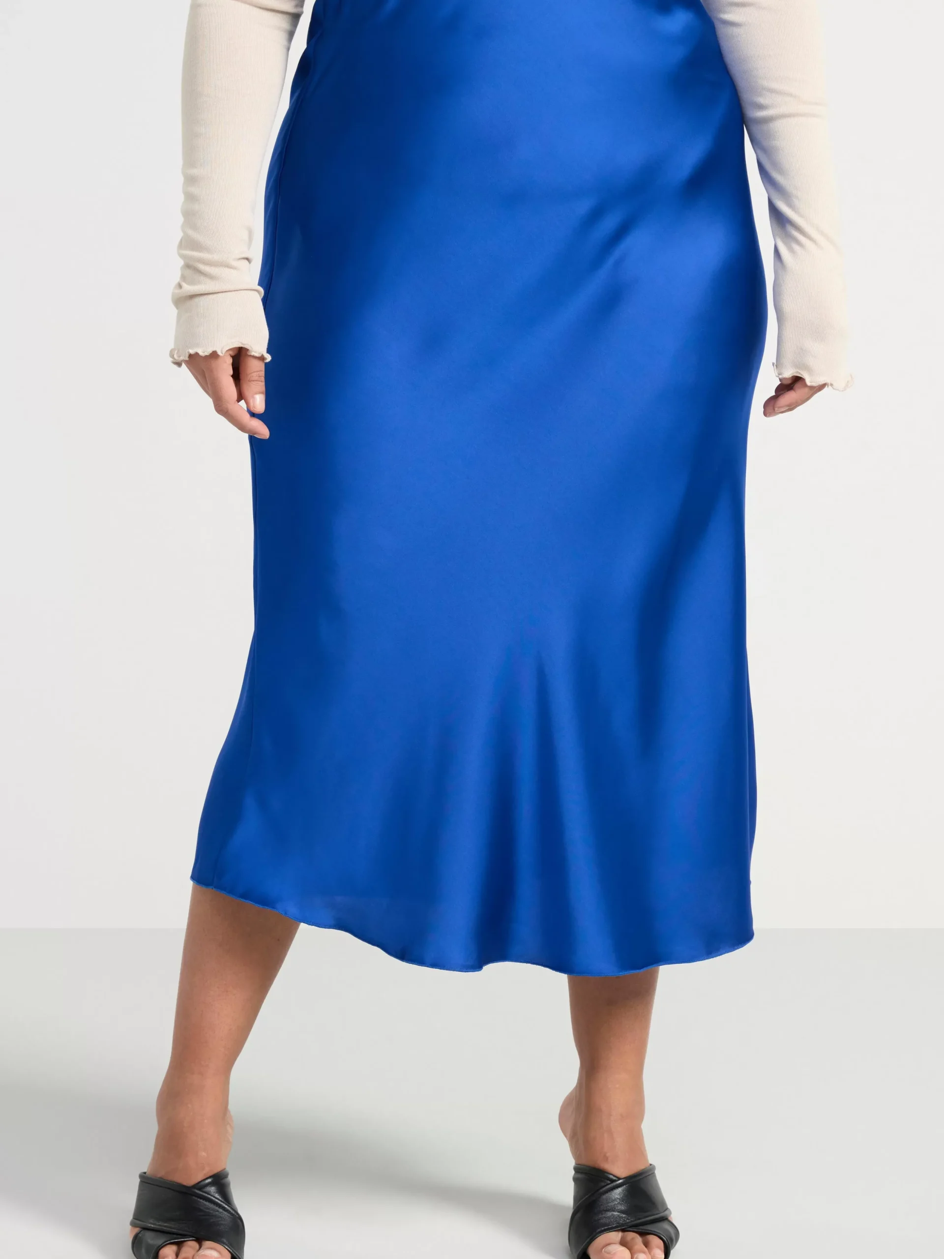 Kjolar>Lindex Lang Kjol I Satin Blue