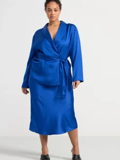 Kjolar>Lindex Lang Kjol I Satin Blue