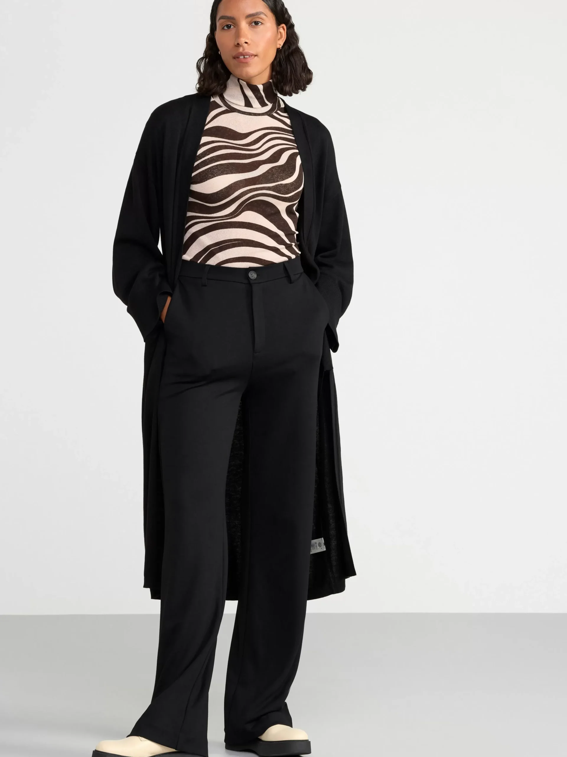 Tröjor & Cardigans>Lindex Lang Stickad Cardigan Black