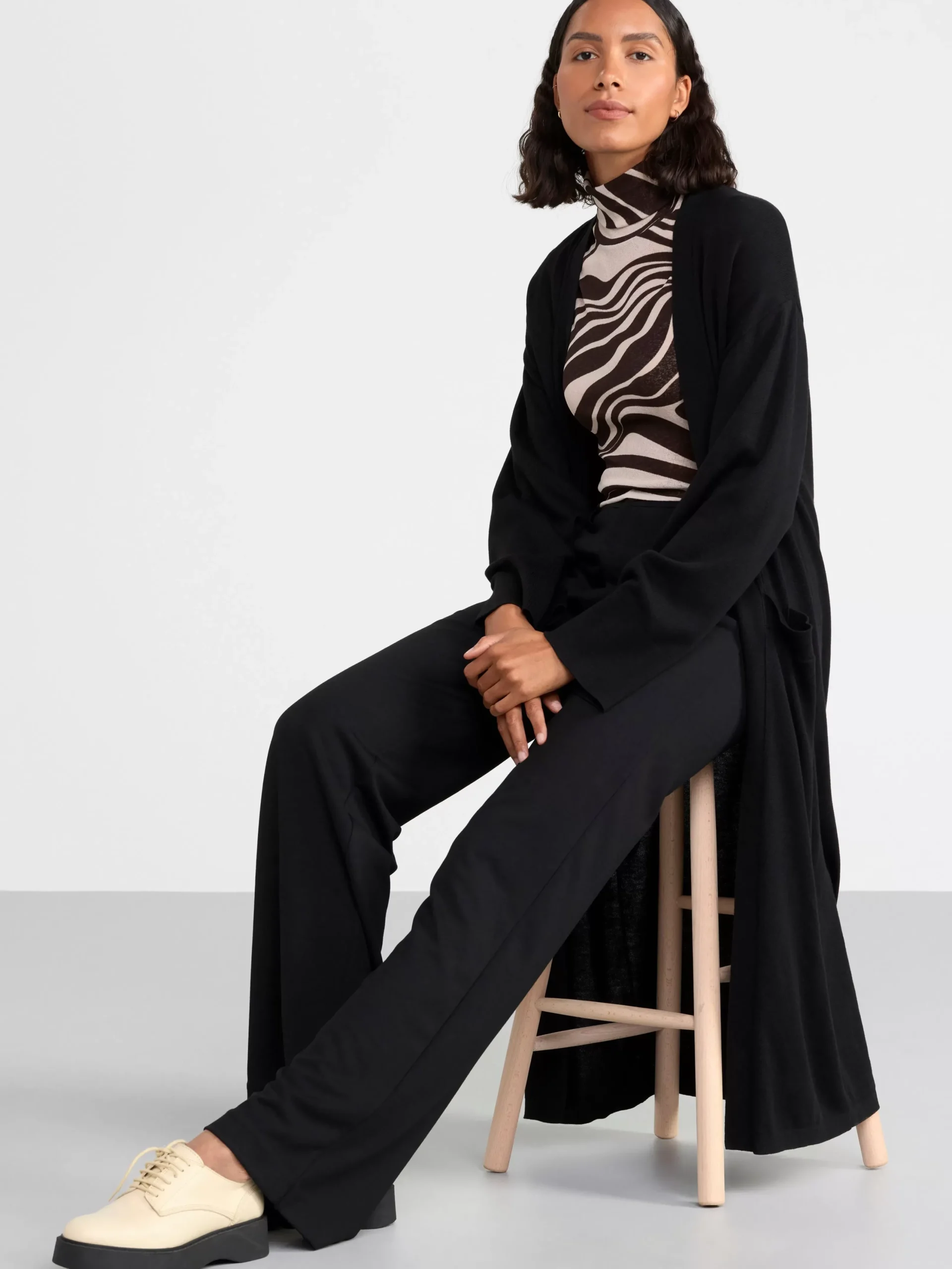 Tröjor & Cardigans>Lindex Lang Stickad Cardigan Black
