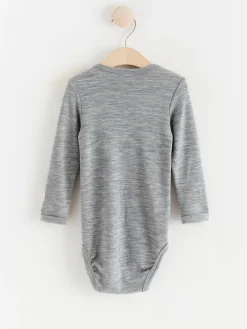 Bodies>Lindex Langarmad Body I Merinoull Grey Melange