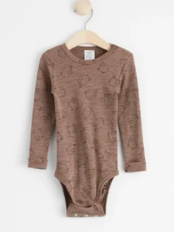 Bodies>Lindex Langarmad Body I Merinoull Brown Melange