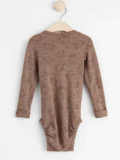 Bodies>Lindex Langarmad Body I Merinoull Brown Melange