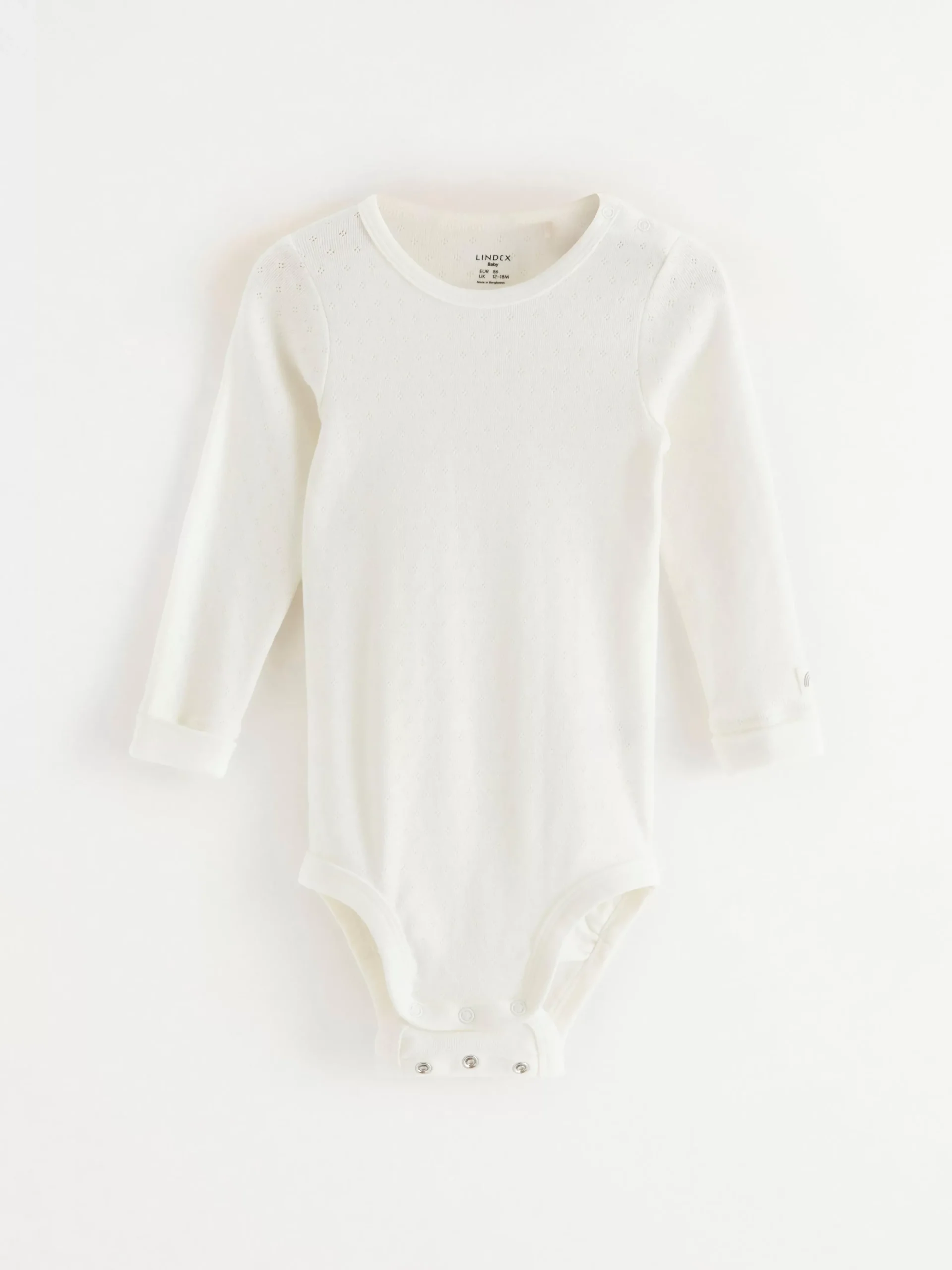 Bodies>Lindex Langarmad Body I Pointelle Light Dusty White