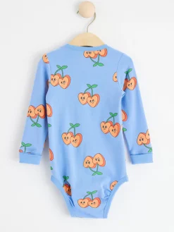 Bodies>Lindex Langarmad Body Med Korsbarshjartan Light Blue