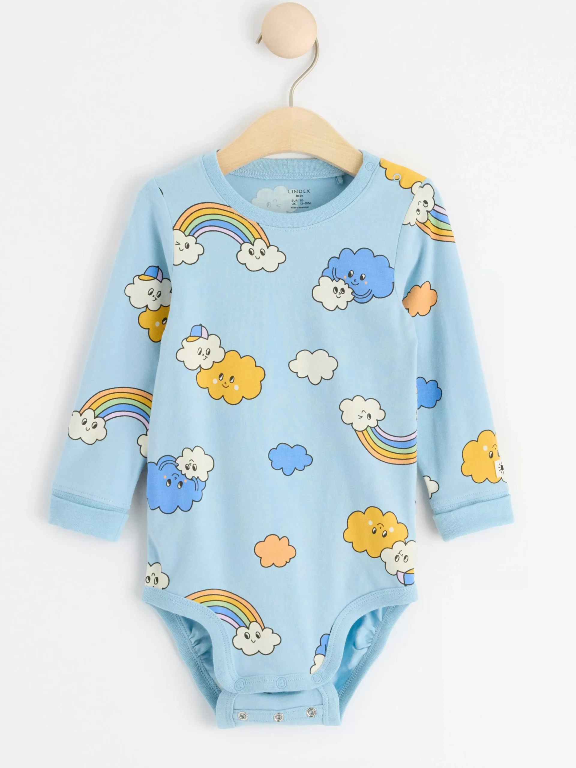 Bodies>Lindex Langarmad Body Med Moln Light Blue