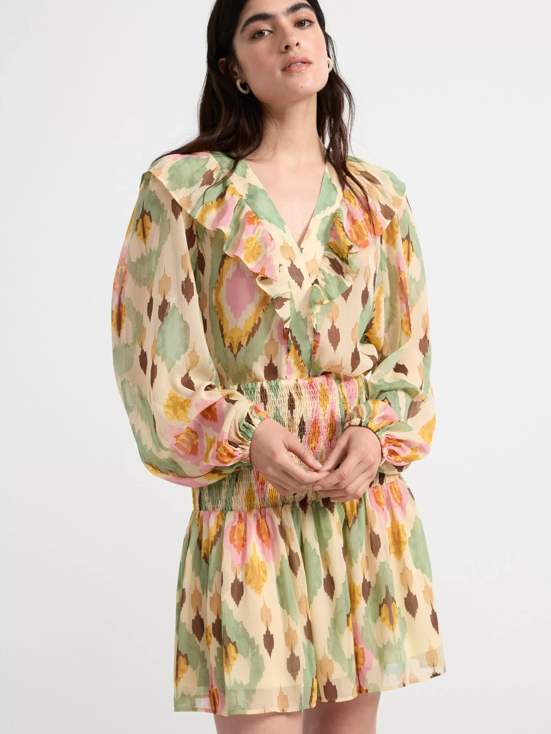 Blusar & Skjortor>Lindex Langarmad Chiffongblus Light Beige