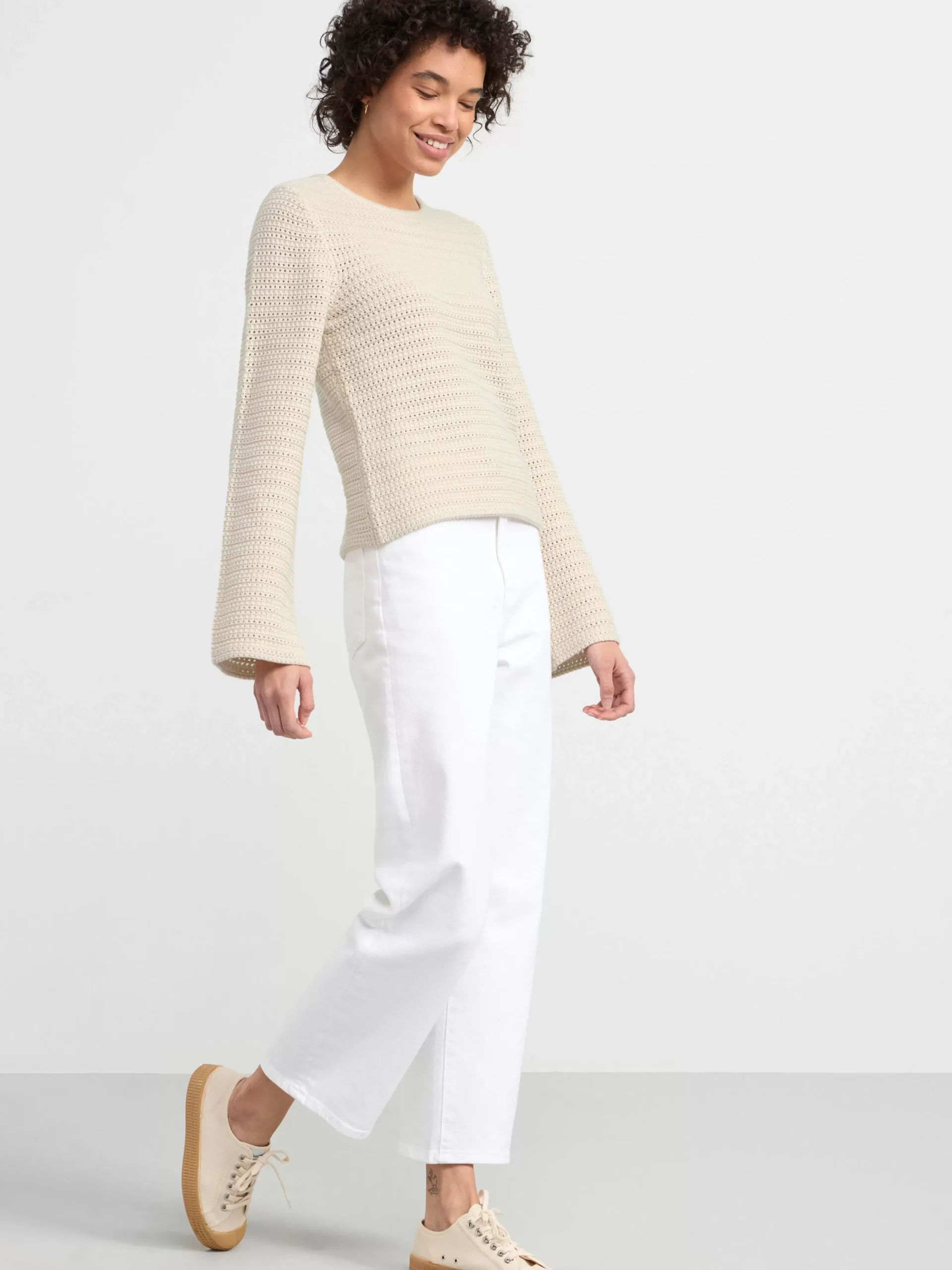 Tröjor & Cardigans>Lindex Langarmad Halstickad Troja Beige
